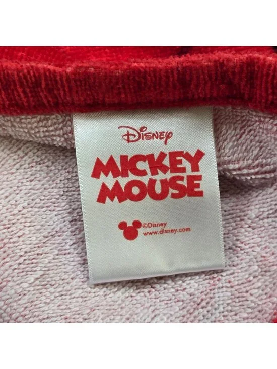 Disney Kids Hooded Towel Red Black Mickey Mouse Cotton Wrap With Ears Bath Beach - Picture 4 of 5